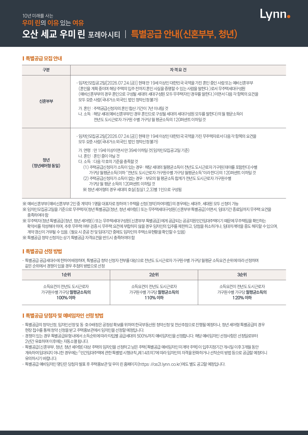 특별공급(신혼부부, 청년)